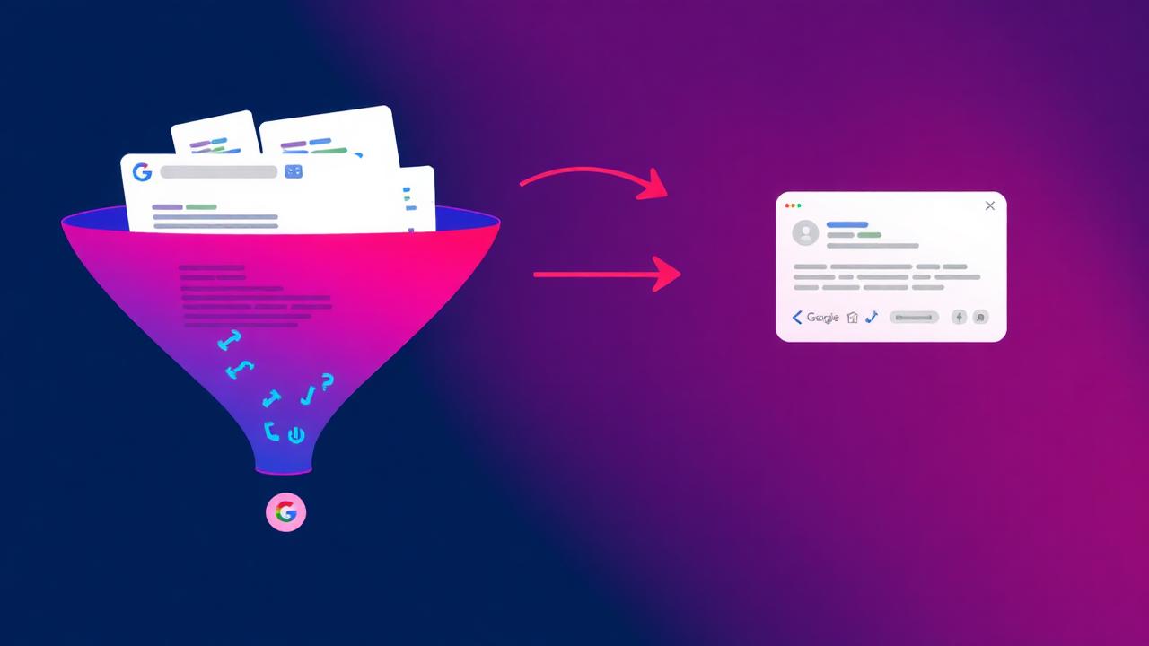Verschiebung von klassischer Google-Suche zu KI-generierten Antworten — Trichter-Visualisierung